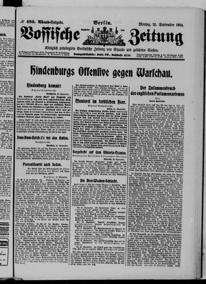 Vossische Zeitung on Sep 21, 1914