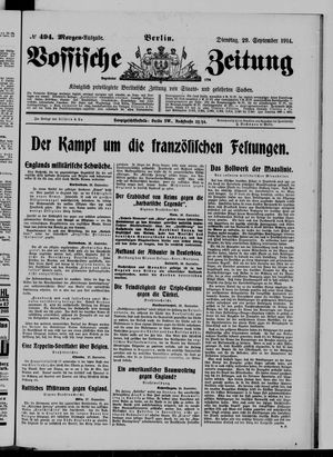 Vossische Zeitung vom 29.09.1914