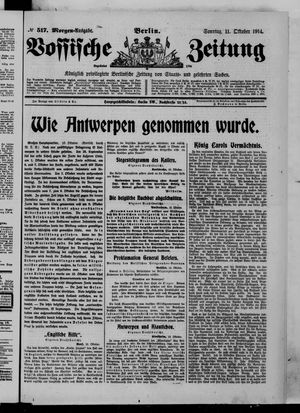 Vossische Zeitung on Oct 11, 1914