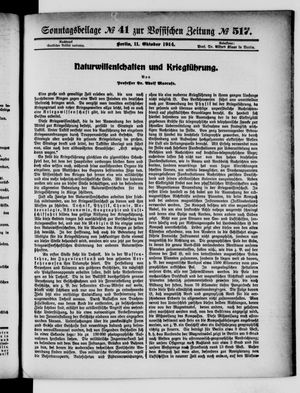 Vossische Zeitung on Oct 11, 1914
