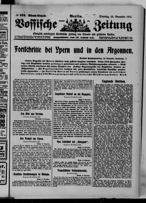 Vossische Zeitung on Nov 10, 1914