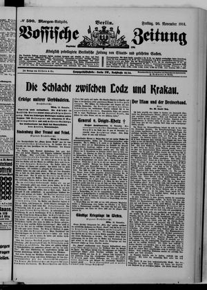 Vossische Zeitung on Nov 20, 1914