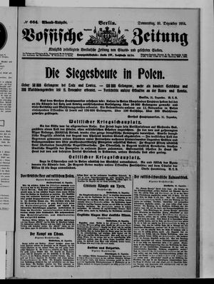 Vossische Zeitung vom 31.12.1914