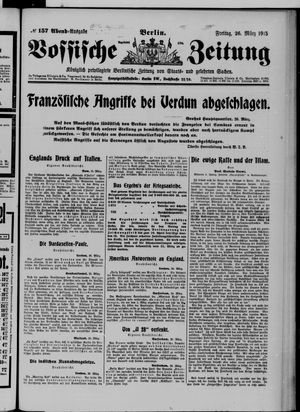 Vossische Zeitung on Mar 26, 1915