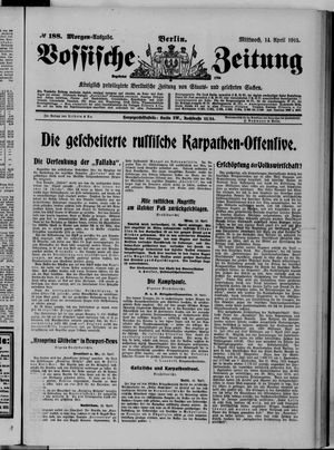 Vossische Zeitung on Apr 14, 1915