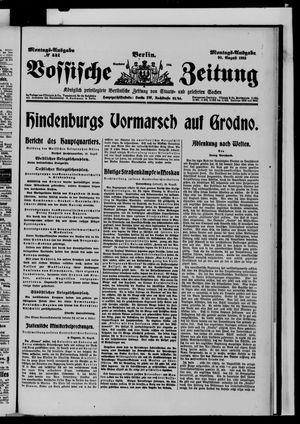 Vossische Zeitung vom 30.08.1915
