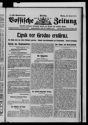 Vossische Zeitung vom 30.08.1915