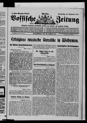 Vossische Zeitung on Sep 16, 1915