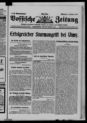 Vossische Zeitung vom 09.02.1916