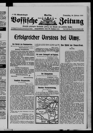 Vossische Zeitung on Feb 10, 1916