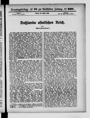 Vossische Zeitung on Apr 30, 1916