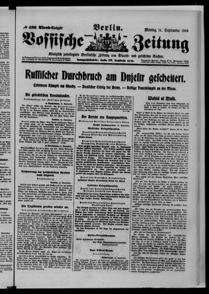 Vossische Zeitung on Sep 11, 1916