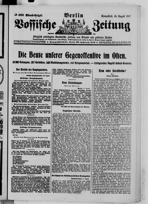 Vossische Zeitung on Aug 18, 1917