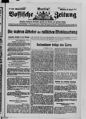 Vossische Zeitung on Aug 29, 1917
