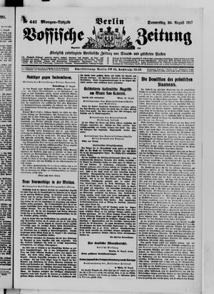 Vossische Zeitung on Aug 30, 1917