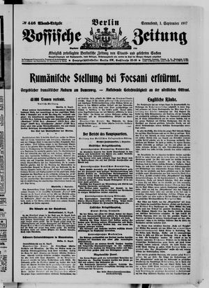 Vossische Zeitung on Sep 1, 1917