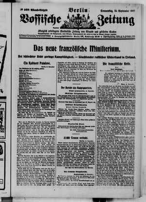 Vossische Zeitung on Sep 13, 1917