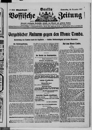 Vossische Zeitung on Nov 29, 1917
