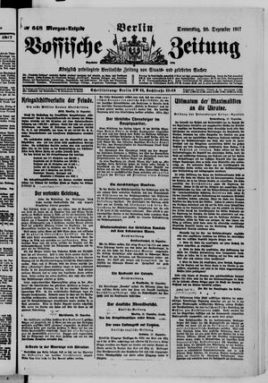 Vossische Zeitung on Dec 20, 1917