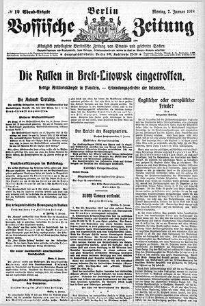 Vossische Zeitung on Jan 7, 1918