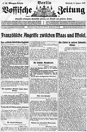 Vossische Zeitung on Jan 9, 1918