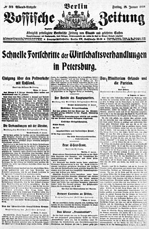 Vossische Zeitung on Jan 18, 1918