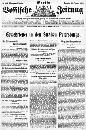 Vossische Zeitung on Jan 20, 1918