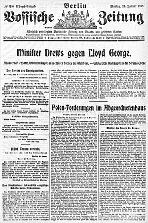 Vossische Zeitung on Jan 21, 1918