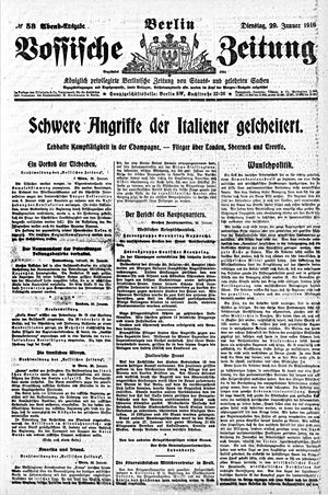 Vossische Zeitung on Jan 29, 1918