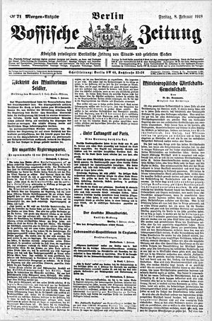 Vossische Zeitung on Feb 8, 1918