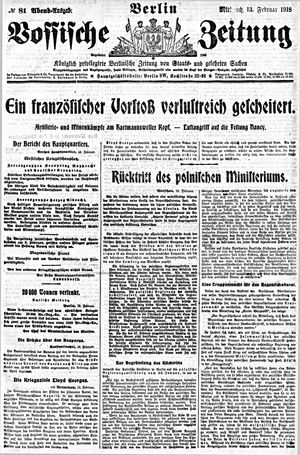 Vossische Zeitung on Feb 13, 1918