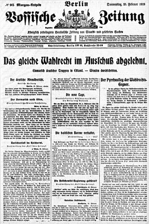 Vossische Zeitung on Feb 21, 1918