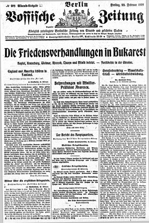 Vossische Zeitung vom 22.02.1918