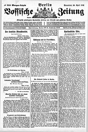 Vossische Zeitung on Apr 20, 1918
