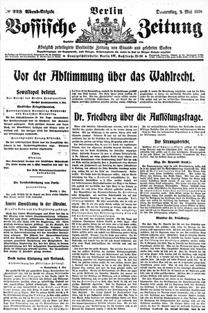 Vossische Zeitung on May 2, 1918