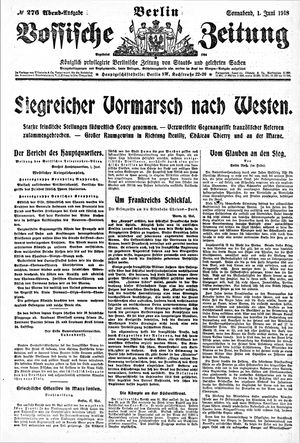 Vossische Zeitung on Jun 1, 1918