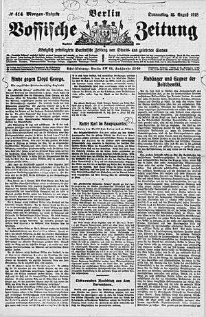 Vossische Zeitung vom 15.08.1918