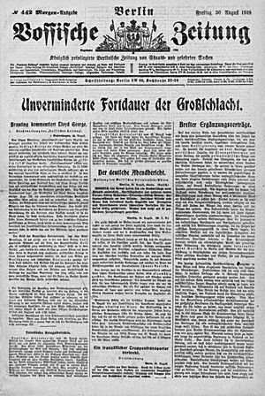 Vossische Zeitung vom 30.08.1918