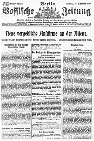 Vossische Zeitung vom 10.09.1918