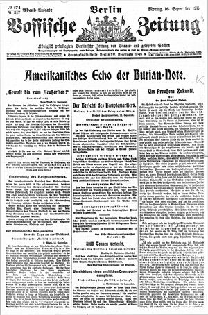 Vossische Zeitung vom 16.09.1918
