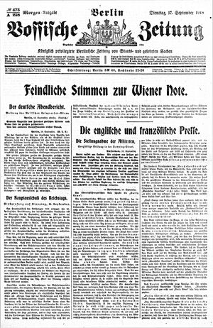 Vossische Zeitung vom 17.09.1918