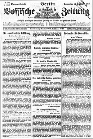 Vossische Zeitung on Sep 19, 1918