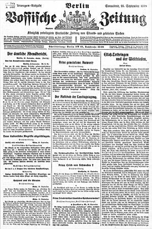 Vossische Zeitung vom 21.09.1918