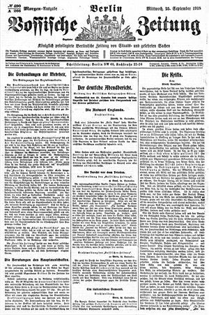 Vossische Zeitung vom 25.09.1918