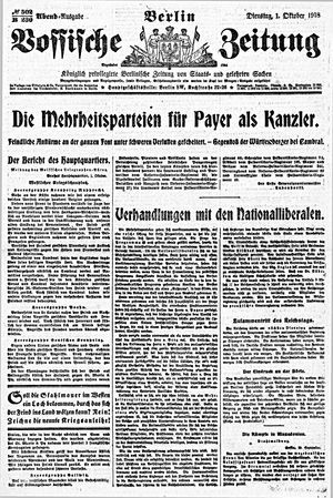 Vossische Zeitung vom 01.10.1918