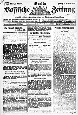 Vossische Zeitung vom 11.10.1918