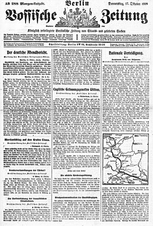 Vossische Zeitung vom 17.10.1918