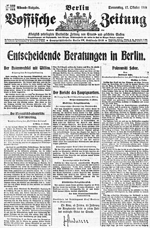 Vossische Zeitung vom 17.10.1918