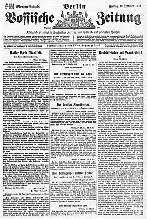 Vossische Zeitung vom 18.10.1918