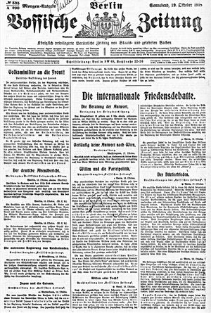 Vossische Zeitung vom 19.10.1918
